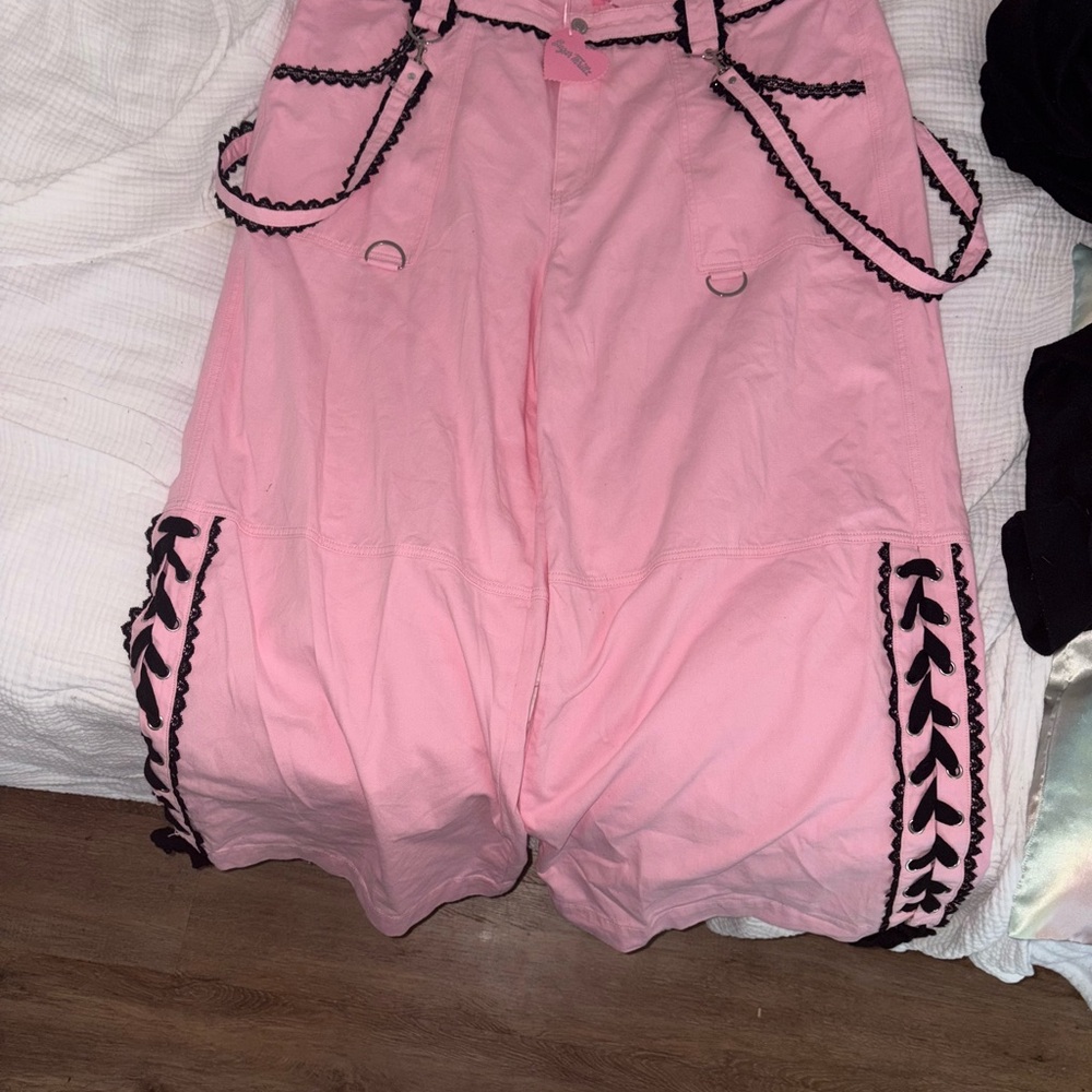 Pinky Pants with Black Detailing